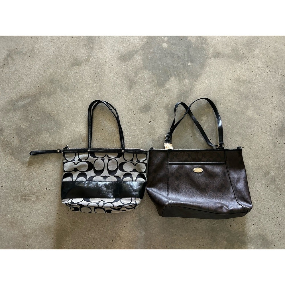 Coach Signature Brown & Black Purse Lot TLC Craft Project As Is
